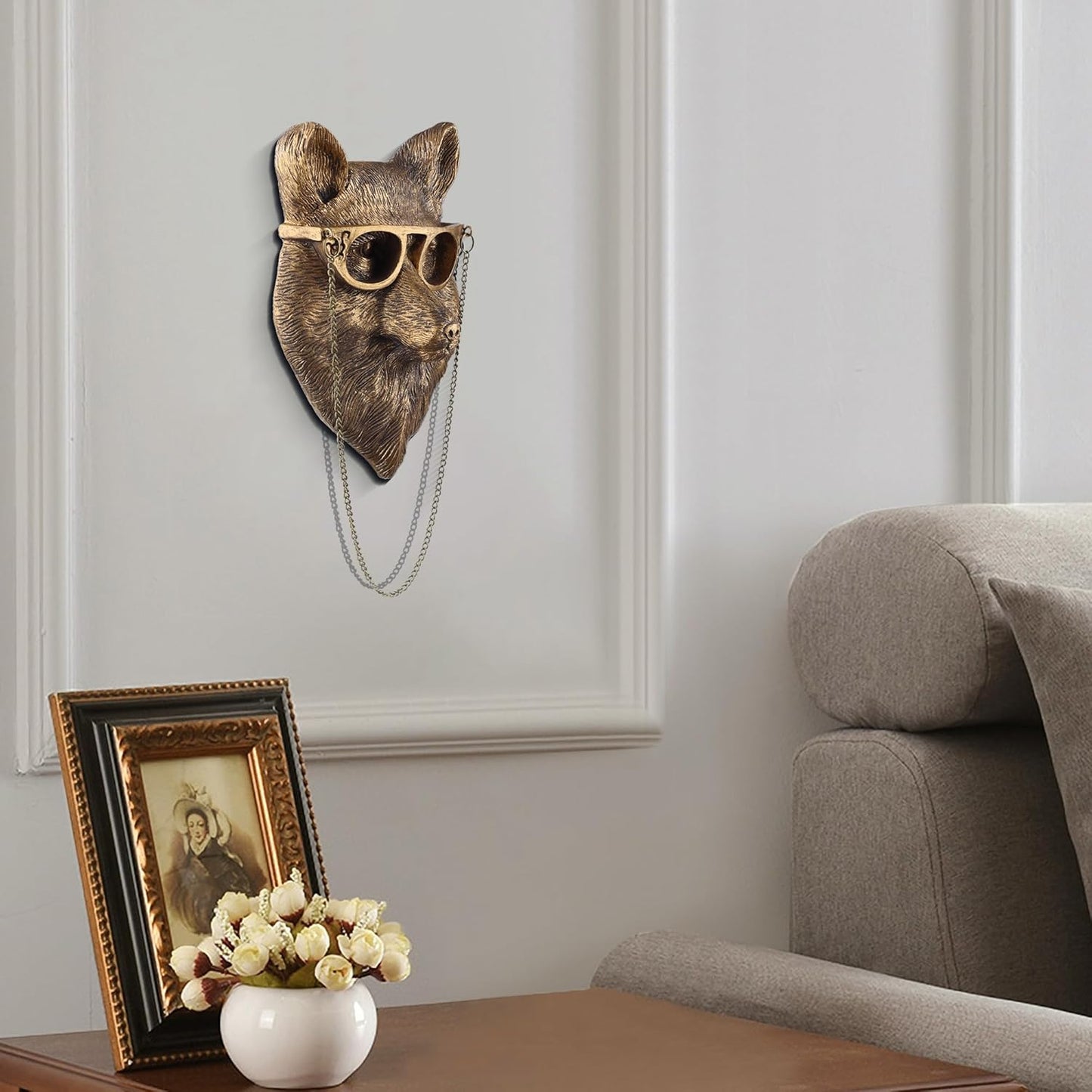 UITWMKTG 5 Pack Animal Head Wall Decor Gold Wall Sculpture Home Decor for Office Bedroom Modern Decor for Men Women