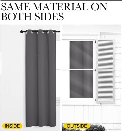 NICETOWN Halloween Pitch Black Solid Thermal Insulated Grommet Blackout Curtains/Drapes for Bedroom Window (2 Panels, 42 inches Wide by 63 inches Long, Black) - Colors E