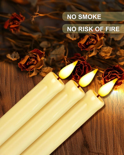 Homemory 2/3/6 Pack Flameless Taper Candles, No Remote, Realistic Flickering Battery Operated Candlesticks, Ivory LED Plastic Candle Safe for Weddings, Table Decor, Christmas, and Halloween(Set of 2)