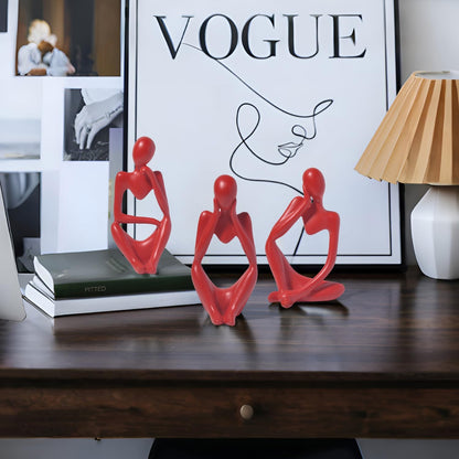 BrownLove 3pcs Decor White Thinker Statue Abstract Art Sculpture，Resin Collectible Figurines for Home Living Room Office Shelf Decoration