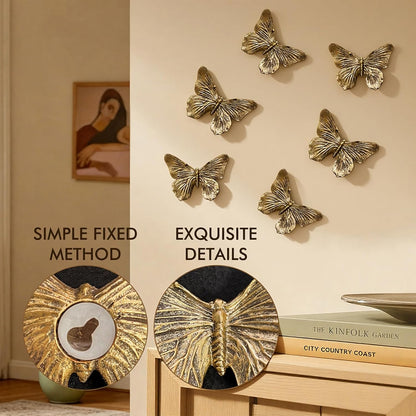 GUSFREUD 3D Butterfly Wall Decor Set – Resin Wall Decorations for Living Room, Bedroom, Garden, Yard, Outdoor and Gallery Walls - Antique Copper - Set of 3
