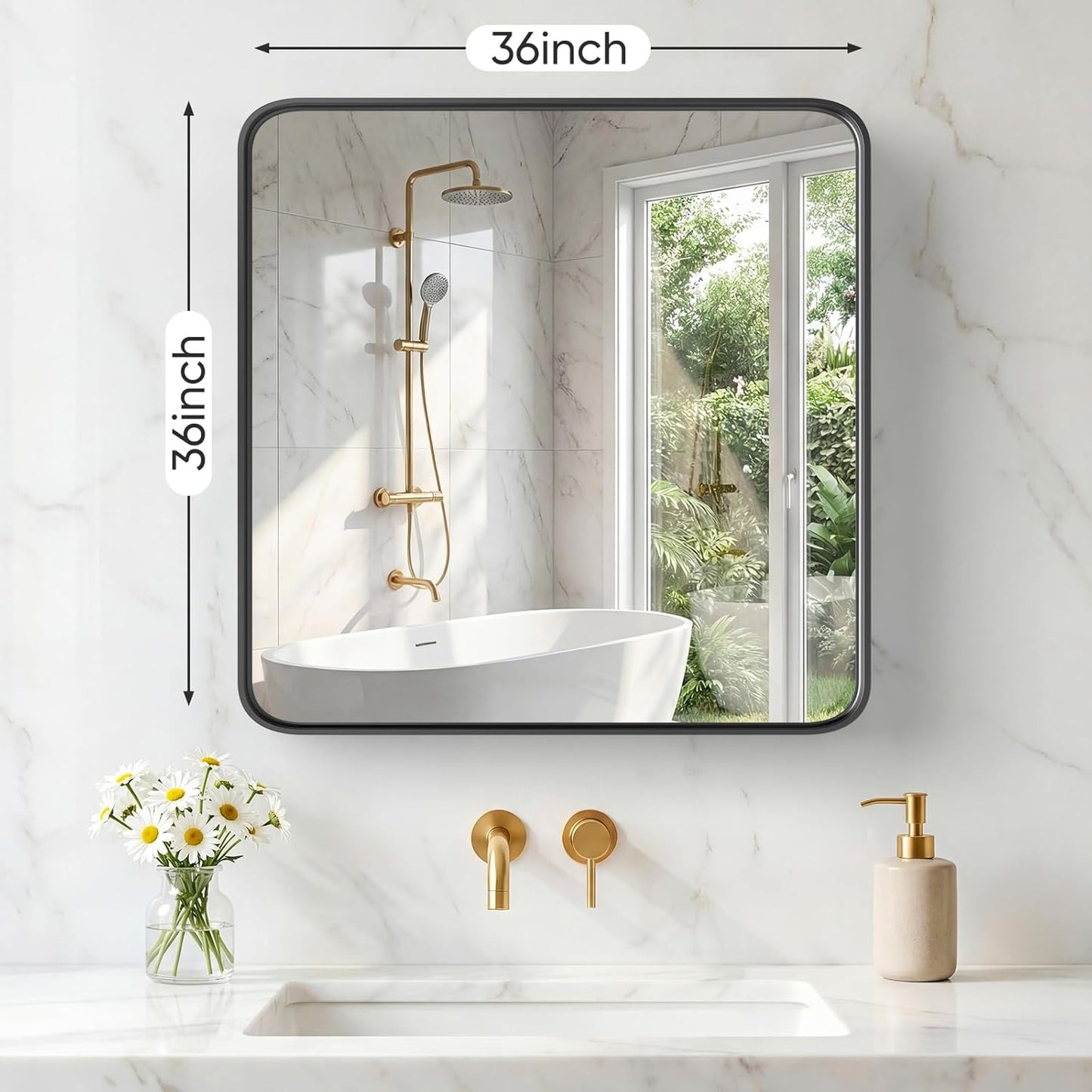 NEWBULIG Gold Round Wall Mirror 36 Inch, Bathroom Mirrors for Over Sink, Wall Decor for Bathroom, Entryway, Bedroom, Vanity