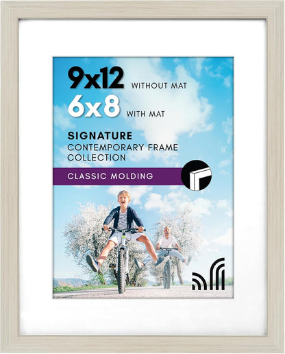 Americanflat 8x10 Picture Frame with Shatter-Resistant Glass - Use as 5x7 Frame with Mat or Display 8x10 Photo Without Mat - Signature Collection - Picture Frames for Tabletop and Wall Display - Black