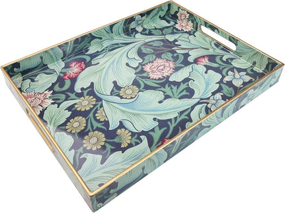 Spsyrine Serving Tray with Handles, Plastic Decorative Tray for Coffee Table, Living Room, Home Decor, Dianthus