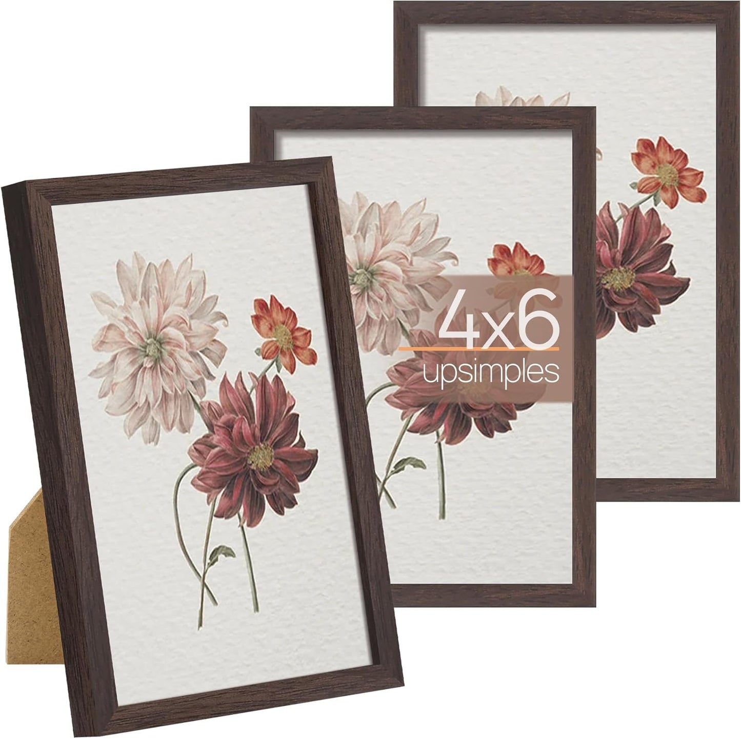 upsimples 5x7 Picture Frame Set of 3, Made of High Definition Glass for 5 x 7 Black Frames, Wall and Tabletop Display Thin Border Photo Frame for Home Décor