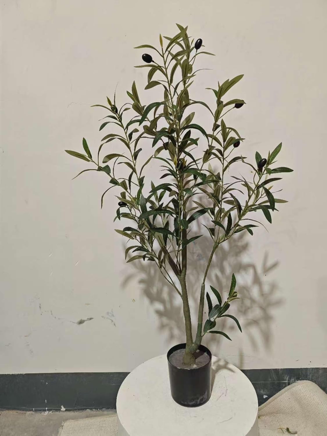 Artificial Olive Tree 6FT - Tall Faux Olive Trees Indoor with Planter&Cotton Basket, Large Fake Olive Plants Realistic Branches Natural Wood Trunk and Fruits for Home House Office Decor