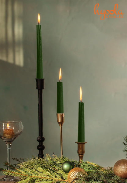 Hyoola Tall Taper Candles - 10 Inch Metallic Gold Unscented Dripless Taper Candles - 8 Hour Burn Time - 4 Pack