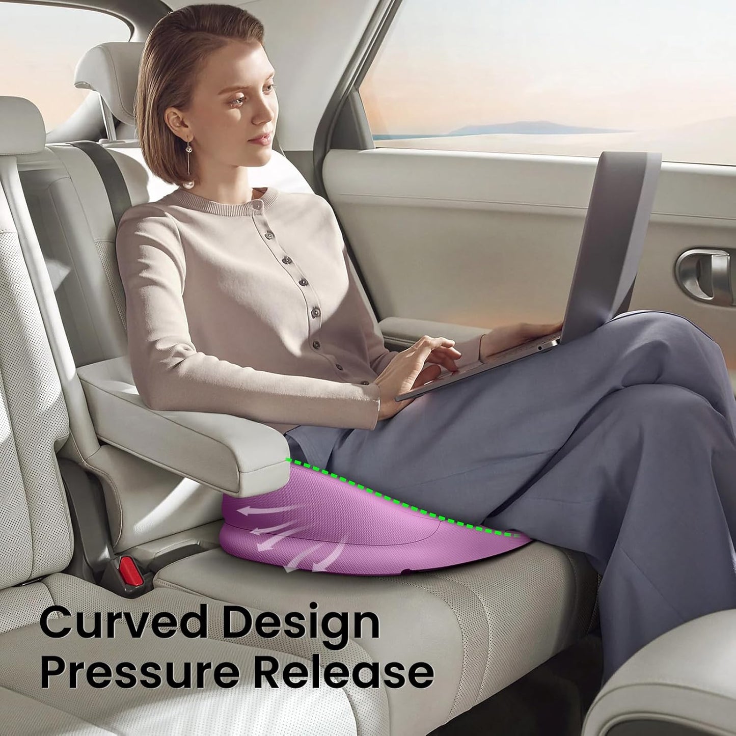 Benazcap Memory Foam Seat Cushion for Office Chair, Ergonomic Chair Cushions for Tailbone Pain Relief, Sciatica & Back Support, Office Chair Cushion & Car Seat Cushion