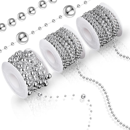 Bonuci 3 Rolls 66 Feet Pearls String Garland Faux Pearl Garland Spool Roll Strand Decoration Artificial Beads Chain Trim for Wedding Party Crafting Wedding Mother's Day Flower Decor(Ivory,4mm)