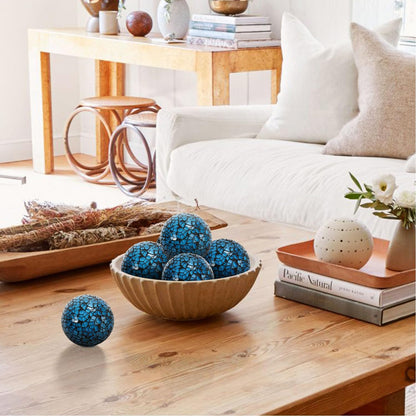 Kesywale 6PCS Decorative Balls Set 2.4 Inches/ 6cm Small Mosaic Spheres Glass Orbs Decorative Balls for Centerpiece Bowls Vases Fillers Dining Coffee Table Wedding Party Decor (Black)