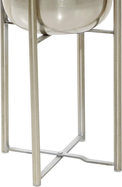 CosmoLiving by Cosmopolitan Metal Indoor Outdoor Planter Dome Large Planter Pot with Removable Stand, Set of 2 Planters 19", 22"H, Gold