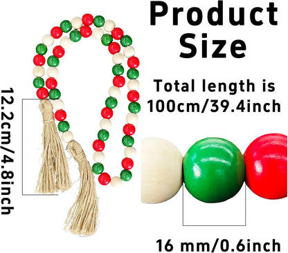 pson 39.4 Inch Wood Bead Garland with Tassels, Farmhouse Beads for Wall Hanging, Boho Rustic Prayer Beads, and Home Décor(Black and White)