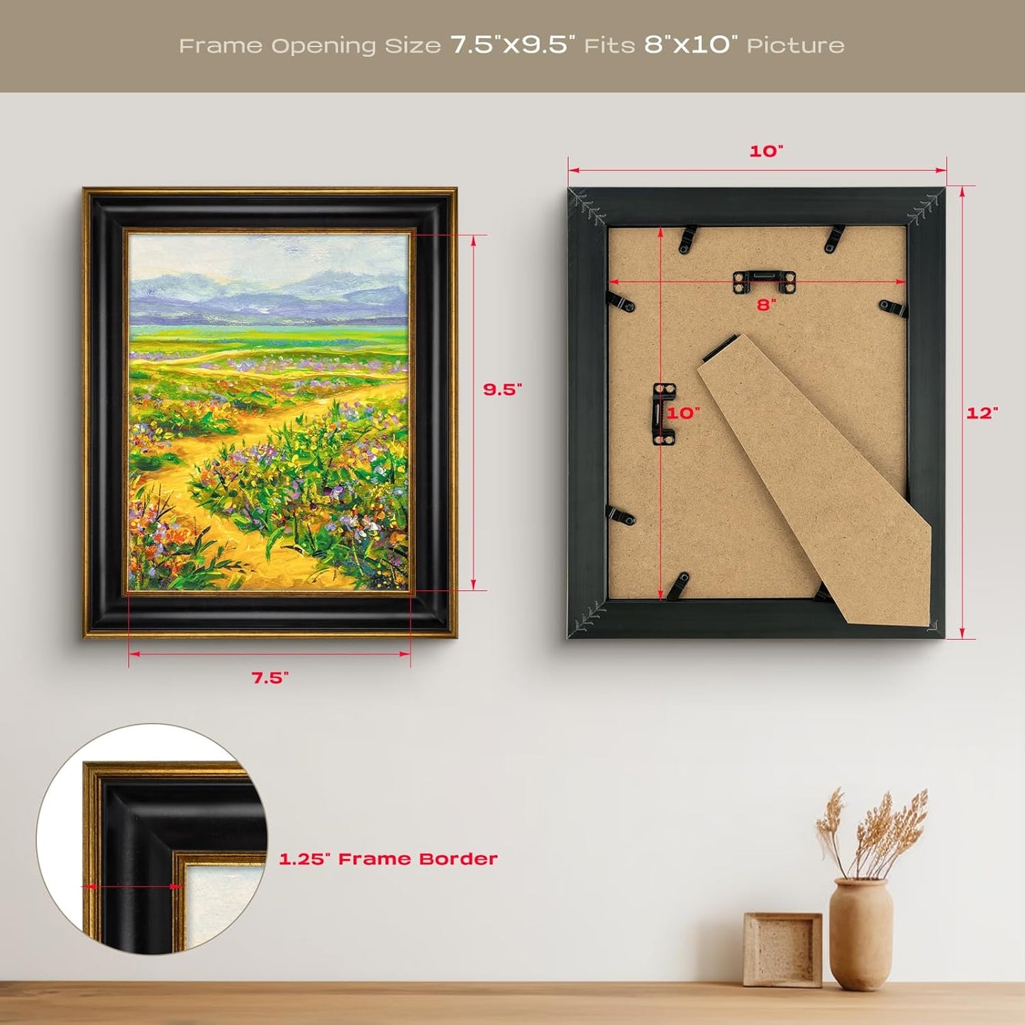 Golden State Art, 11x14 Photo Frame with Mat for Pictures 8x10 and Real Glass (Dark Gold Brown & Bronze Pewter Panel with White Color Mat, 1.25 Inch Frame Border)