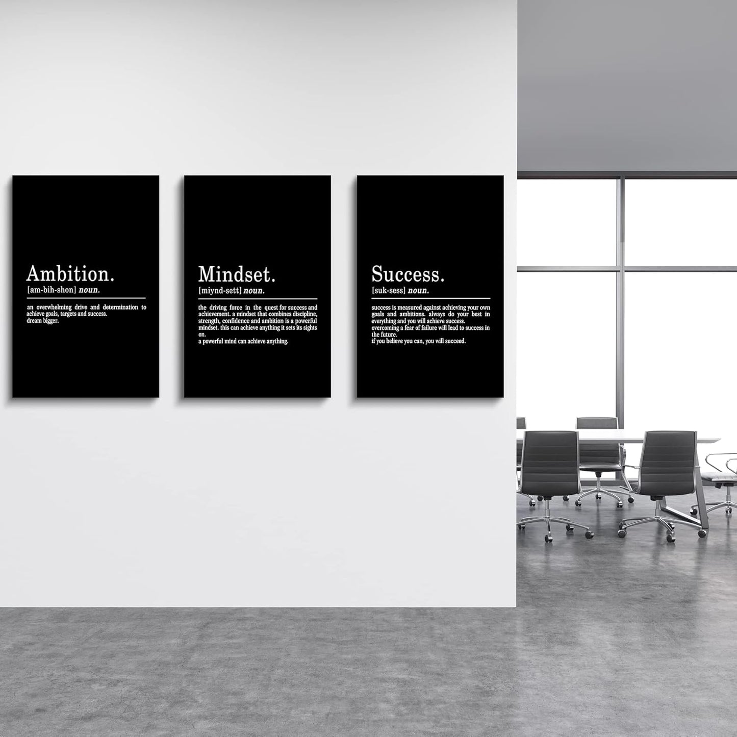 Inspirational Canvas Painting Wall Art -EPHANY ART,Mindset Quotes Prints, Success Framed Entrepreneur Poster Positive Quotes Wall Poster for Home Office Workplace (M-3pcs,12x16inchx3pcs)