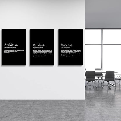 Inspirational Canvas Painting Wall Art -EPHANY ART,Mindset Quotes Prints, Success Framed Entrepreneur Poster Positive Quotes Wall Poster for Home Office Workplace (M-3pcs,12x16inchx3pcs)