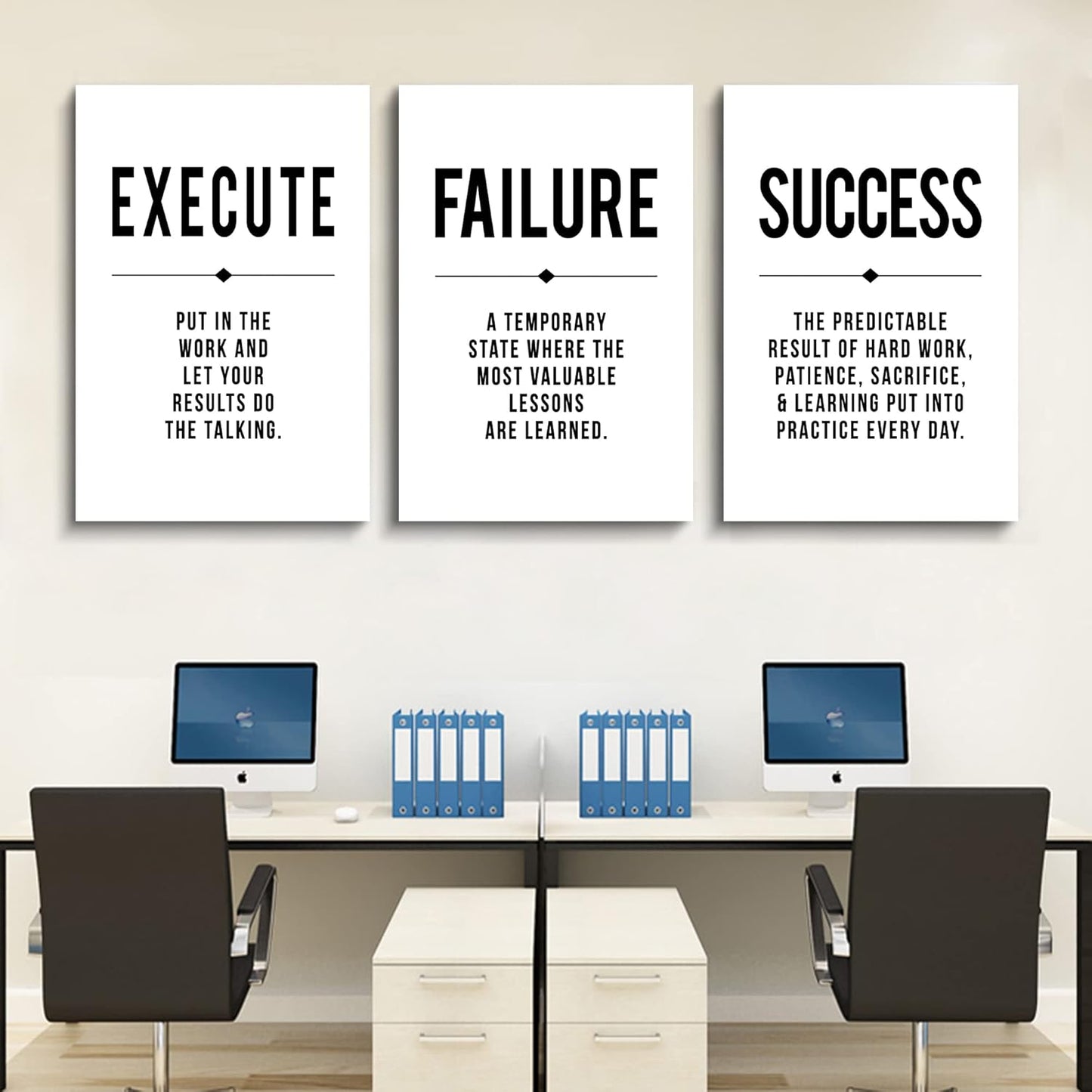 Inspirational Canvas Painting Wall Art -EPHANY ART,Mindset Quotes Prints, Success Framed Entrepreneur Poster Positive Quotes Wall Poster for Home Office Workplace (M-3pcs,12x16inchx3pcs)
