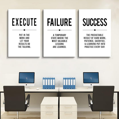Inspirational Canvas Painting Wall Art -EPHANY ART,Mindset Quotes Prints, Success Framed Entrepreneur Poster Positive Quotes Wall Poster for Home Office Workplace (M-3pcs,12x16inchx3pcs)