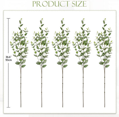 Faux Eucalyptus Stems Willow Eucalyptus Leaves 34” Long Fake Salix Leaves 3 Pcs Artificial Greenery Stems for DIY Bouquet Arrangements Centerpieces Shower Decorations-Artificial Eucalyptus Stems