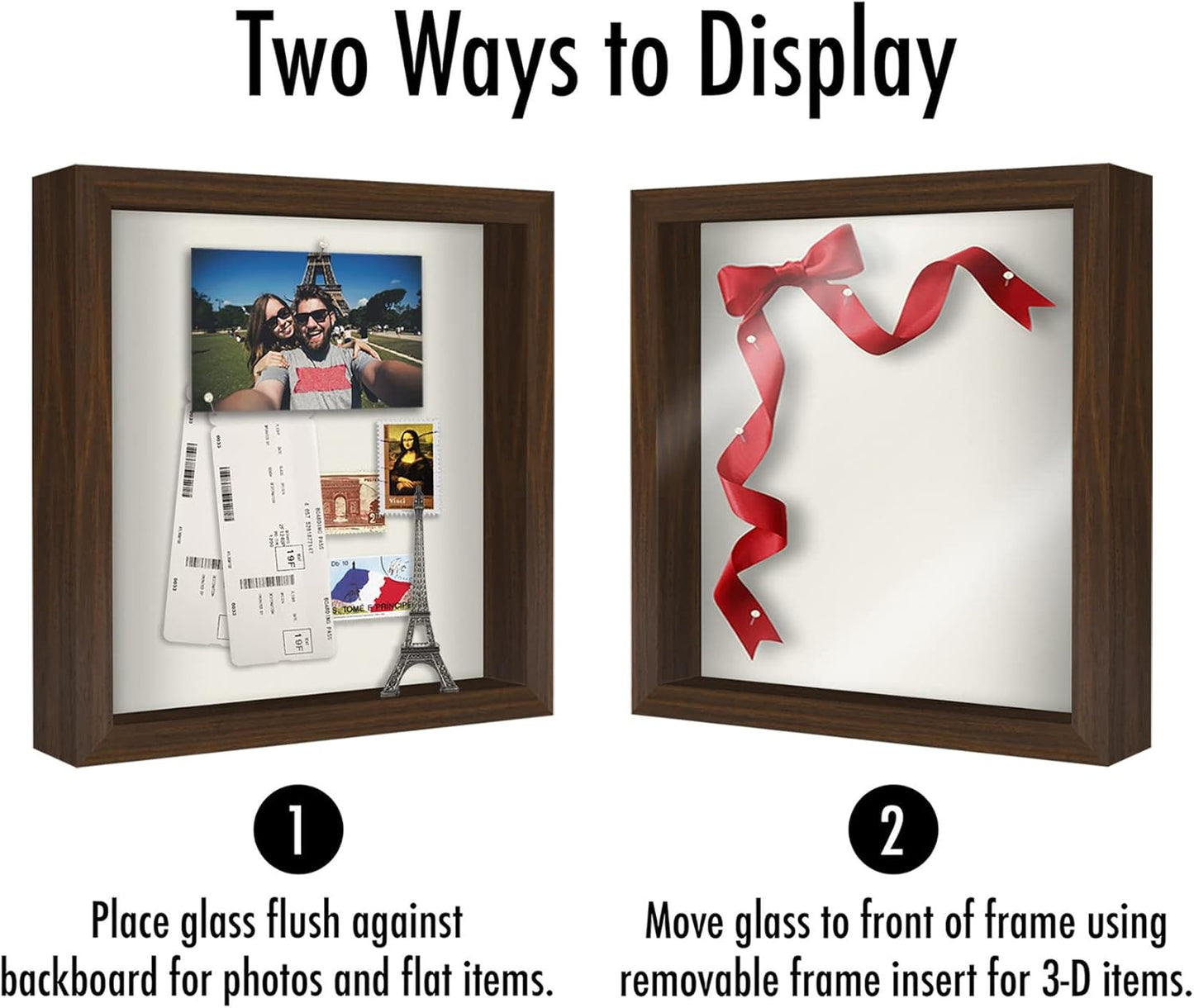 Americanflat 12x16 Shadow Box Frame with Polished Plexiglass - Silhouette Collection - Large Shadow Box Display Case for Tabletop and Wall Display - Black with Soft Felt Back