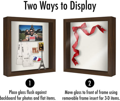 Americanflat 12x16 Shadow Box Frame with Polished Plexiglass - Silhouette Collection - Large Shadow Box Display Case for Tabletop and Wall Display - Black with Soft Felt Back