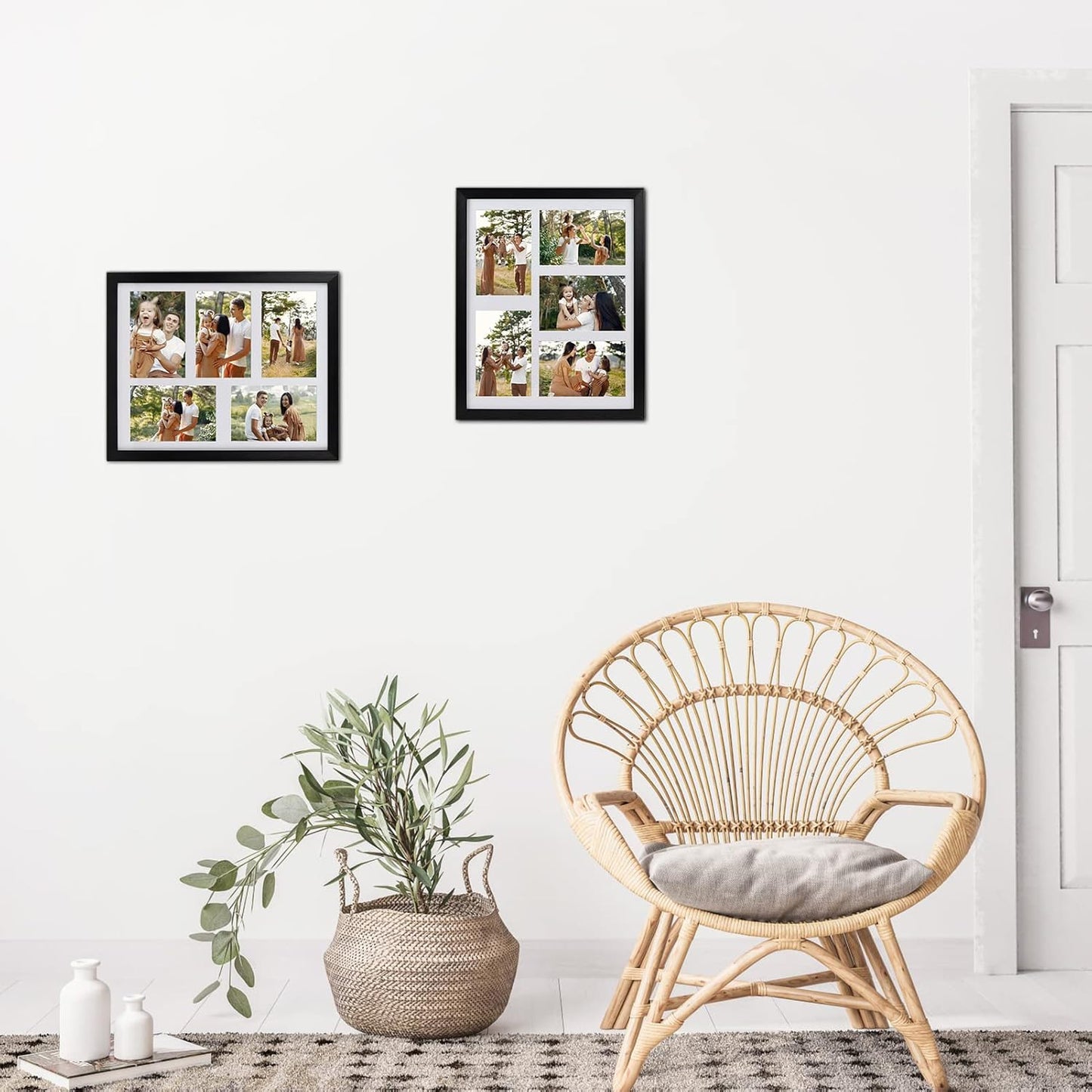 PHAREGE 5 Openings 4x6 Picture Frame Collage Black 4 Pack, 11x14 Poster Frame Set of 4, Display Family Wedding Photos Horizontal or Vertical on The Wall