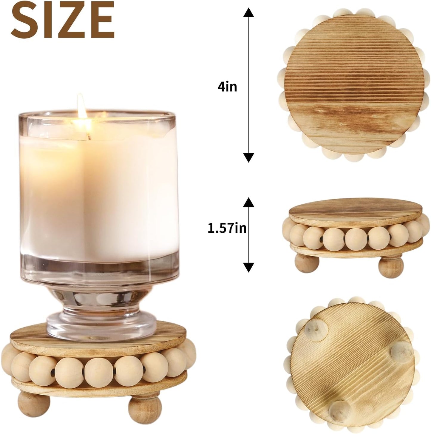 2 Pack Wood Riser, Risers for Decor，Pedestal Stand，Display Stand apply to Home Decor，Farmhouse Decor，Tiered Tray Decor(Brown, 4 Inches)…