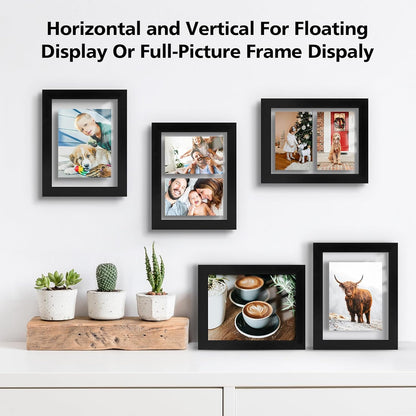 Golden State Art, 11X14 Floating Picture Frame, Black Wood Frame Display Any Size Photo Up To 11X14, Pressed Flower Frames with Hanging Hardware - Horizontal And Vertical Formats for Wall
