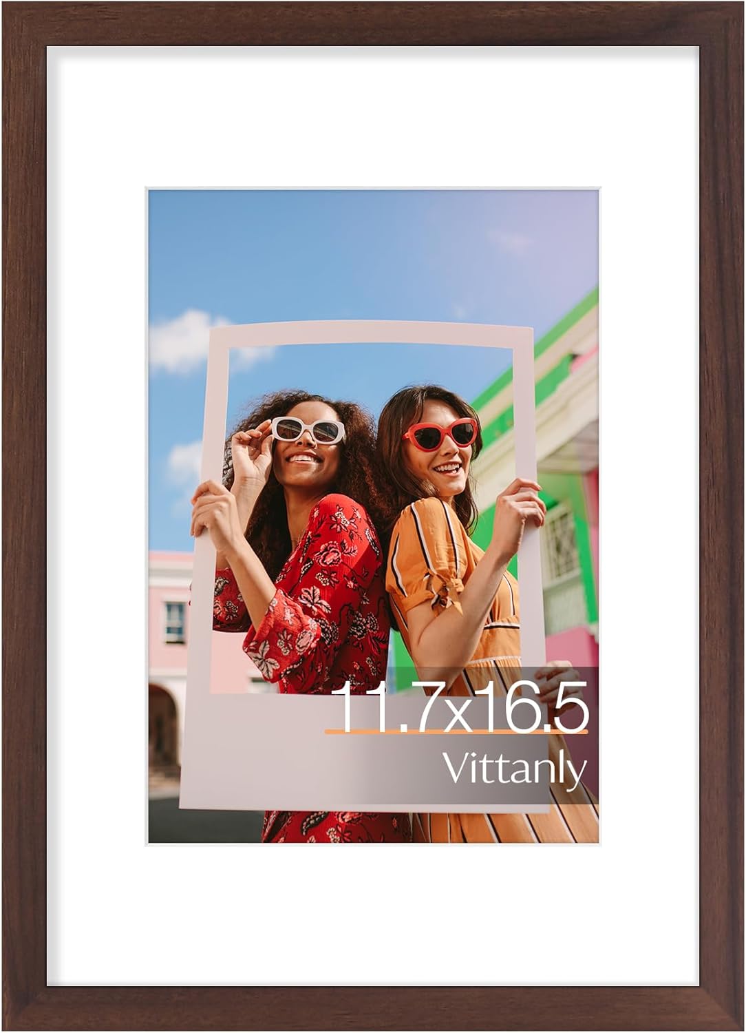 Vittanly 11x14 Picture Frame, Display Pictures 8x10 with Mat or 11x14 without Mat, Photo Frame for Wall Mounting, Black, 1 Pack - Colors B