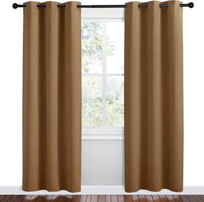 NICETOWN Halloween Pitch Black Solid Thermal Insulated Grommet Blackout Curtains/Drapes for Bedroom Window (2 Panels, 42 inches Wide by 63 inches Long, Black) - Colors A