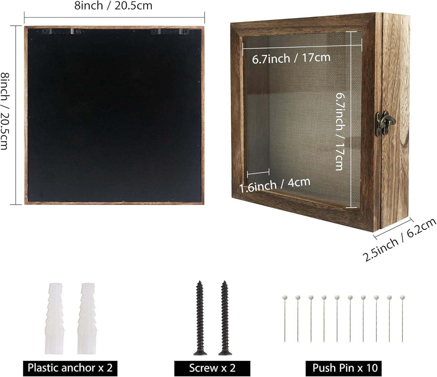 GraduatePro Shadow Box Frame 11x14 Display Case with Linen Back, Real Glass Window Door with Hinge, Picture Frame Wedding Bouquet Memorabilia Medals Photos Memory Box for Keepsakes, Carbonized Black