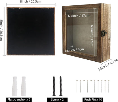 GraduatePro Shadow Box Frame 11x14 Display Case with Linen Back, Real Glass Window Door with Hinge, Picture Frame Wedding Bouquet Memorabilia Medals Photos Memory Box for Keepsakes, Carbonized Black
