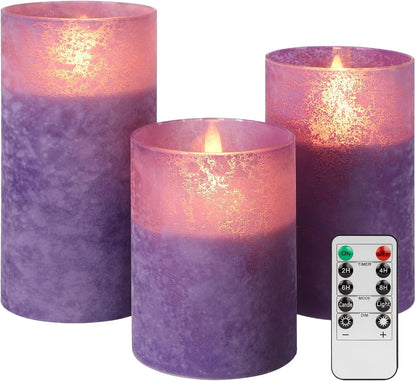 ANGELLOONG Flickering Flameless Candles, Realistic Battery Operated Candles with Remote and Timer, Set of 3 LED Candles for Room Fall Home Wedding Decor Centerpieces Table Party Valentines Decorations