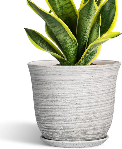 Ceramic Plant Pots - 12 Inch Pots for Plants Indoor Outdoor, Large Round Planter with Drainage Hole and Saucer, Modern Decorative Flower Pot, Home Garden Decor, House Warming Gifts, Blue