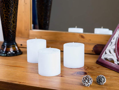 Melt Candle Pillar Candles, 3 Pack - Unscented Candles for Home, Church, Weddings, & More - 3" x 4", Ivory