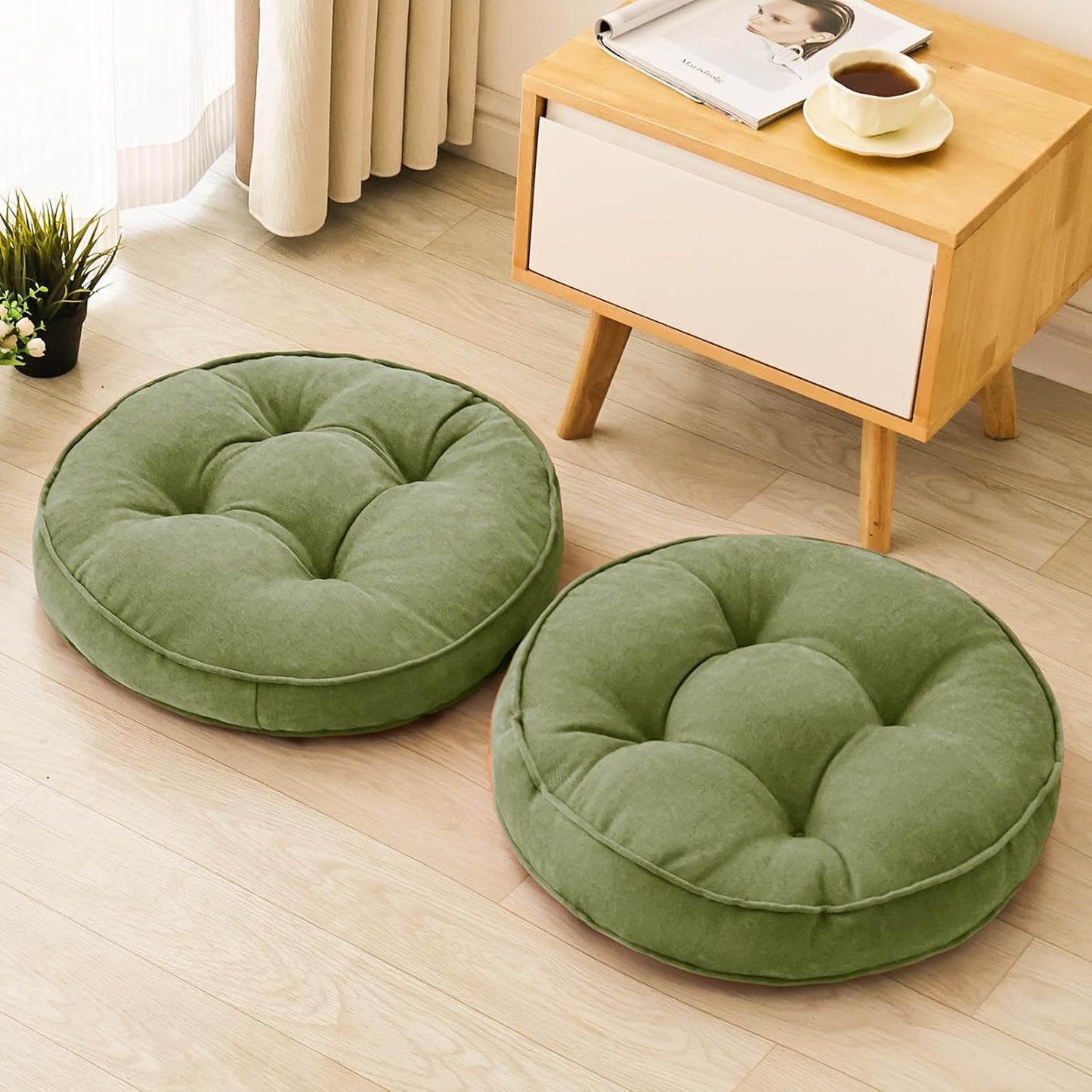1 MIDDLE ONE Floor Pillow Set of 2, Memory Foam Floor Cushions for Adults, Large Meditation Pillow for Sitting, 22 x 22 Inches (Square | Grey)