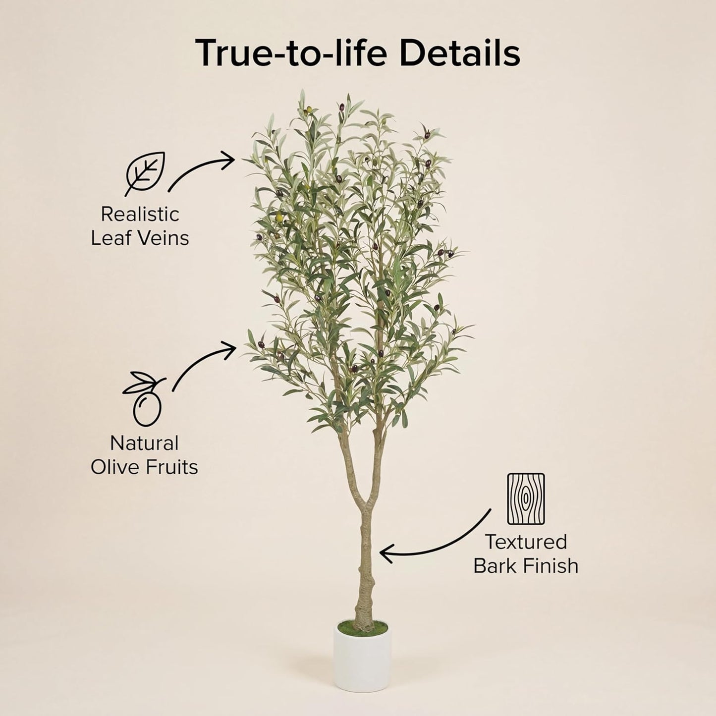 Faux Olive Tree, 5FT Artificial Olive Trees with Lifelike Olive Branches and Fruits, Fake Floor Plants with Pot for Indoor Home Office Living Room Outdoor Decor