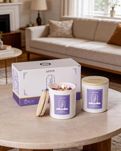AOOVOO Lavender Scented Candles for Women - Aromatherapy Candle with Crystals Inside, 10oz Soy Candles for Home Scented, Birthday Gifts Mothers Day Candle for Women Mom