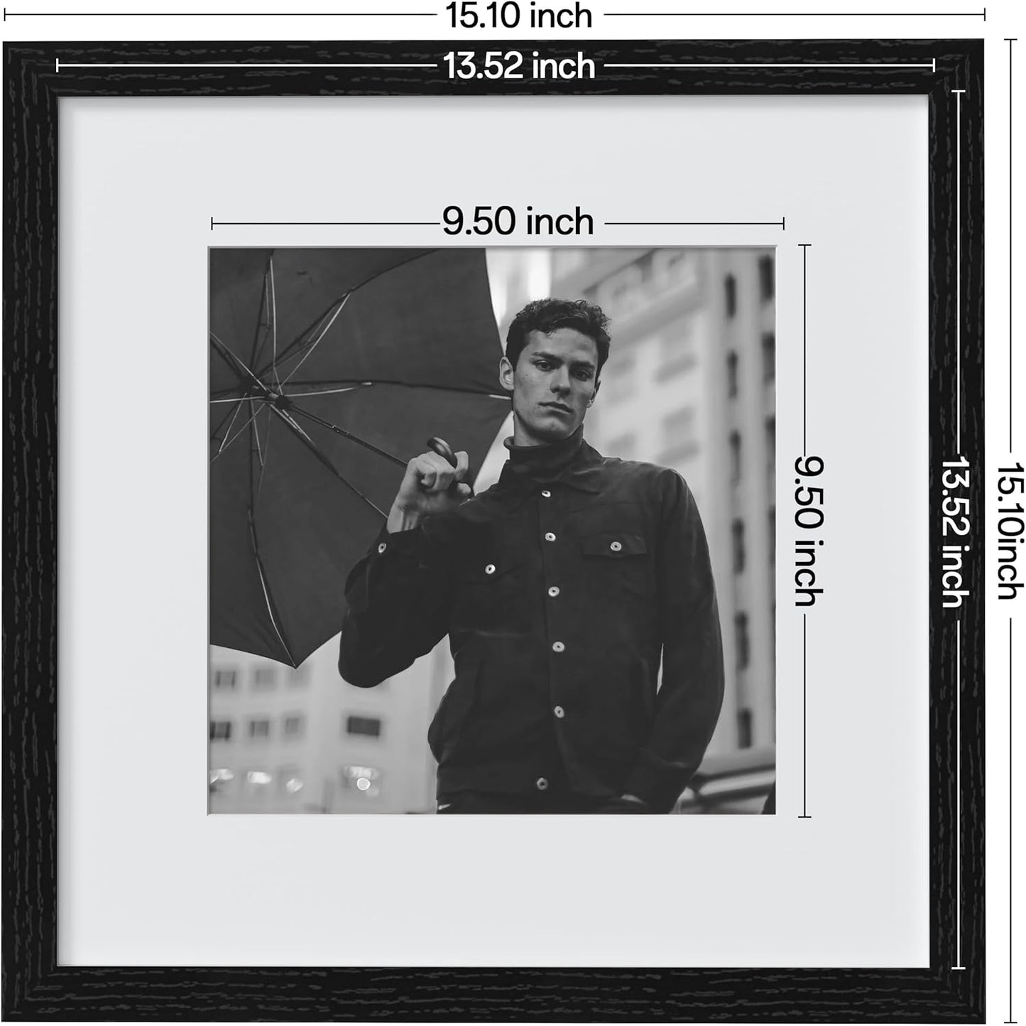 eletecpro 12x12 Picture Frames Set of 9 with Clear Acrylic Cover, Display 8x8 Photos with Mat or 12x12 Without, Classic and Sturdy Square Collage Gallery Wall Decor, Easy Wall Mount, Black