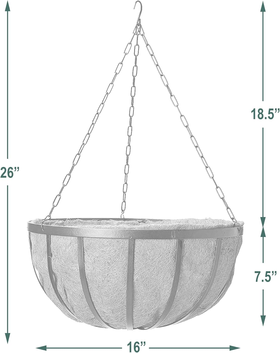 Arcadia Garden Products 1592 Solstice Series Coconut Hanging Basket 16-Inch