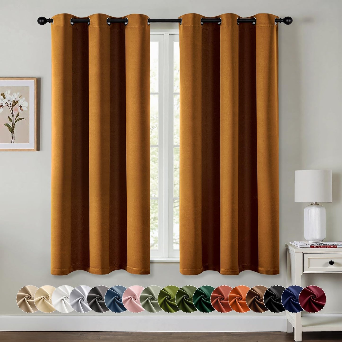 MIULEE Blackout Curtains for Bedroom Living Room 2 Panels, Thermal Insulated Room Darkening Drapes Grommet Noise Reducing Light Blocking Window Treatments 63 Inches Long 40x63 Inch Black - Colors A