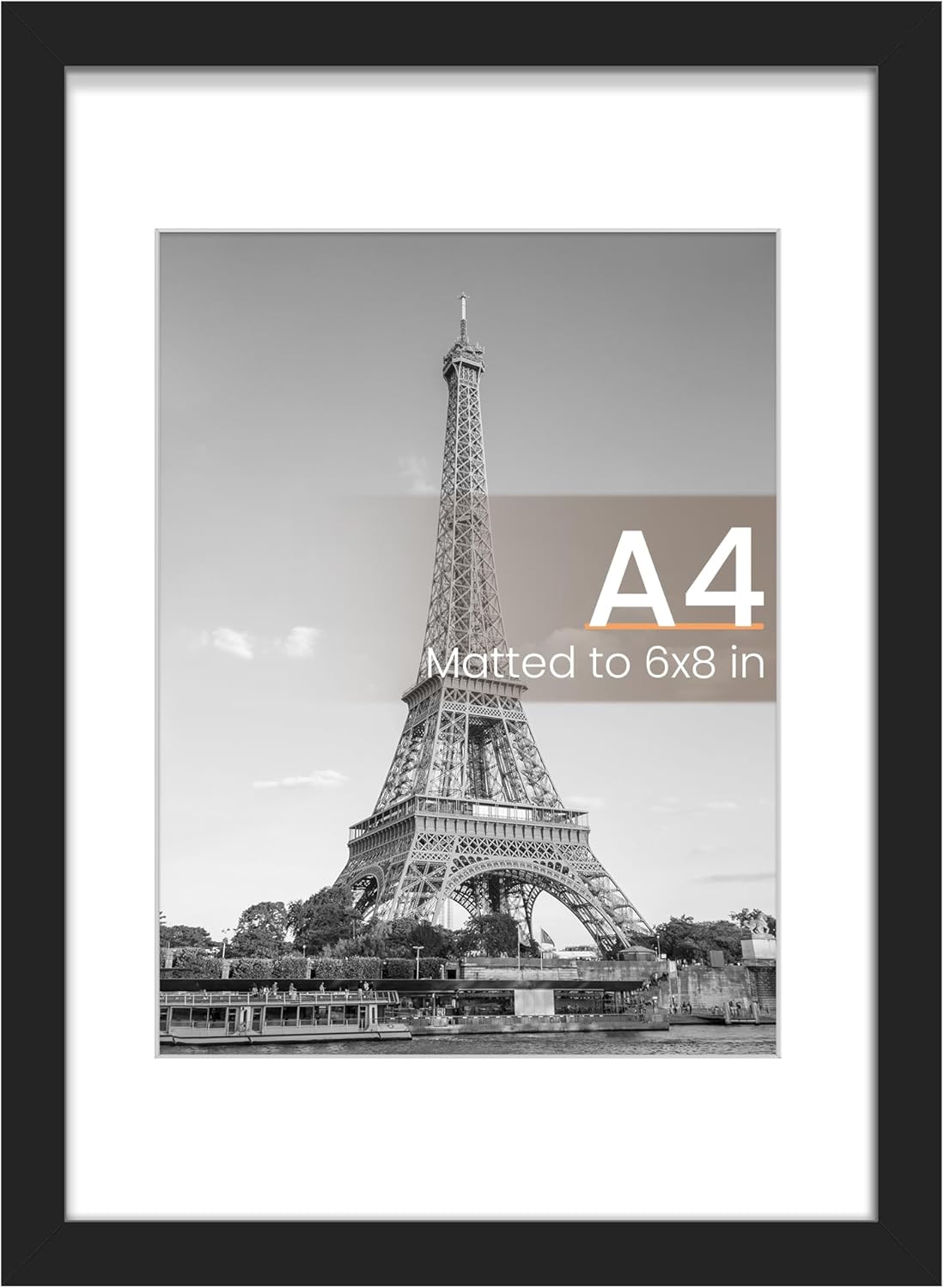 upsimples 8x10 Picture Frame, Display Pictures 5x7 with Mat or 8x10 Without Mat, Wall Hanging Photo Frame, Black, 1 Pack - Colors A