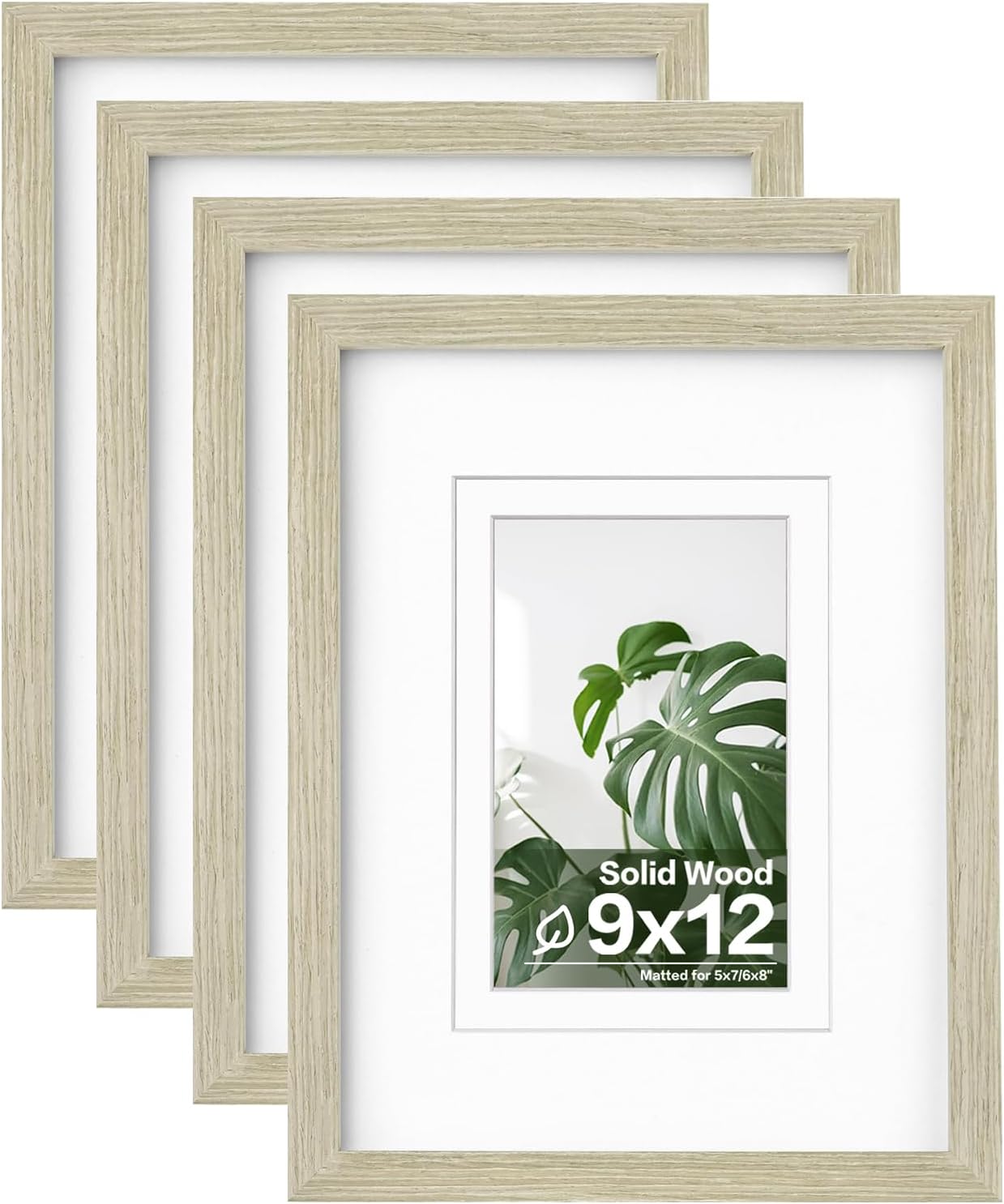Egofine 8x10 Picture Frames Set of 4, Made of Solid Wood Covered by Plexiglass 4x6 and 5x7 with Mat or 8x10 without Mat, for Table Top Display and Wall Mounting Photo Frame Black