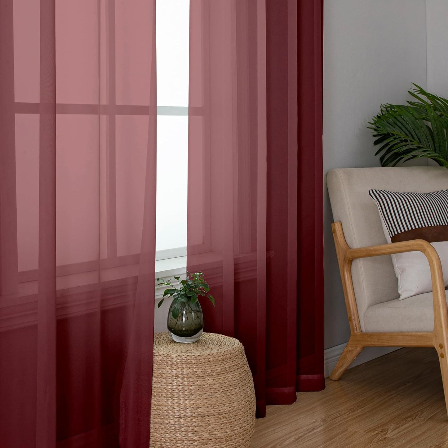 OWENIE Sheer Curtains 84 inches Long 2 Panels Set for Living Room/Bedroom, Rod Pocket Voile Sheer Panel Drapes, White, 2pcs, Each 42" W x 84" L - Colors B