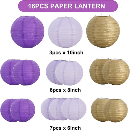 BEISHIDA 10Pcs White Paper Lanterns Decorative Chinese/Japanese Hanging Round Paper Lanterns Lamp for Birthday, Wedding, Christmas, Bridal, Home Decor, Party Decoration(Size of 4”, 6”, 8”, 10”)
