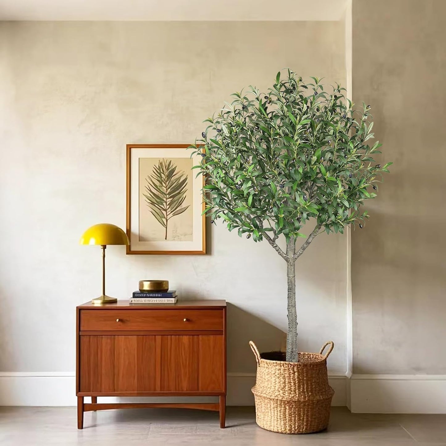 Faux Olive Tree 6ft Tall Faux Trees Fake Plant with 2100 Leaves & 80 Realistic Potted Silk Artificial Olive Tree for Home Porch Garden Living Room Office Decor