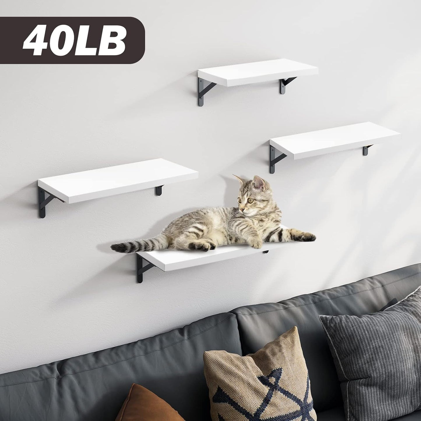 YGEOMER Floating Shelves for Wall, Different Sizes Dark Carbonized Brown Wall Shelves for Living Room, Bathroom, Bedroom, Kitchen, Home Decor (Set of 4)