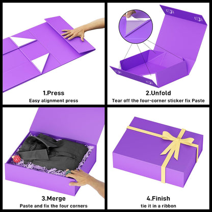 PSHVYM Gift Boxes with Lids, 11.5x7.8x3 In Forest Green Gift Box for Presents Magnetic Closure for T-Shirts, Gloves, Scarves, Books, Baby Clothes, Robes Clothing Gift Wrap, Contains Card, Ribbon