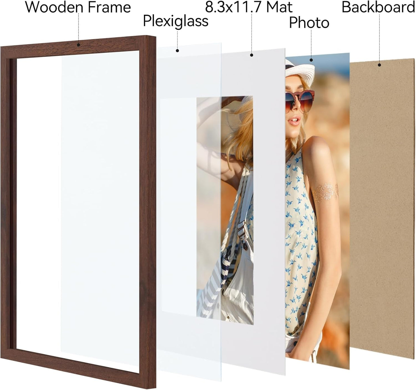 Vittanly 11x14 Picture Frame, Display Pictures 8x10 with Mat or 11x14 without Mat, Photo Frame for Wall Mounting, Black, 1 Pack - Colors B