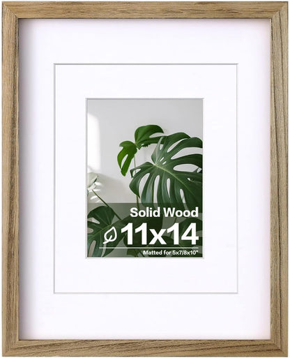 Egofine 12x16 Picture Frame Black, Covered by Plexiglass Made of Solid Wood, Display Pictures 9x12 and 11x14 with Mat or 12x16 Without Mat, for Wall Mounting Photo Frame - Colors A