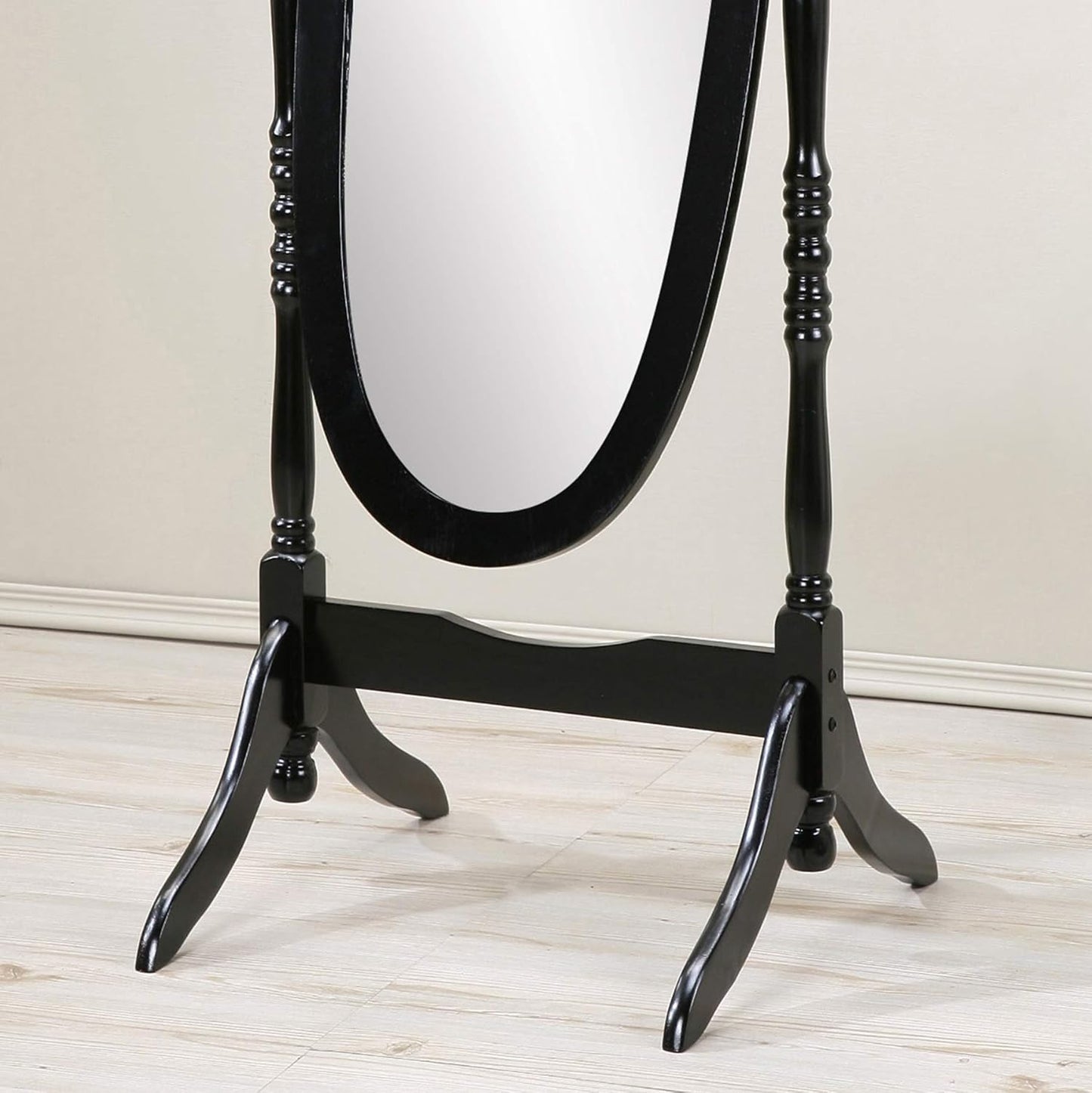 Roundhill Furniture Traditional Queen Anna Style Wood Floor Cheval Mirror, Cherry Finish